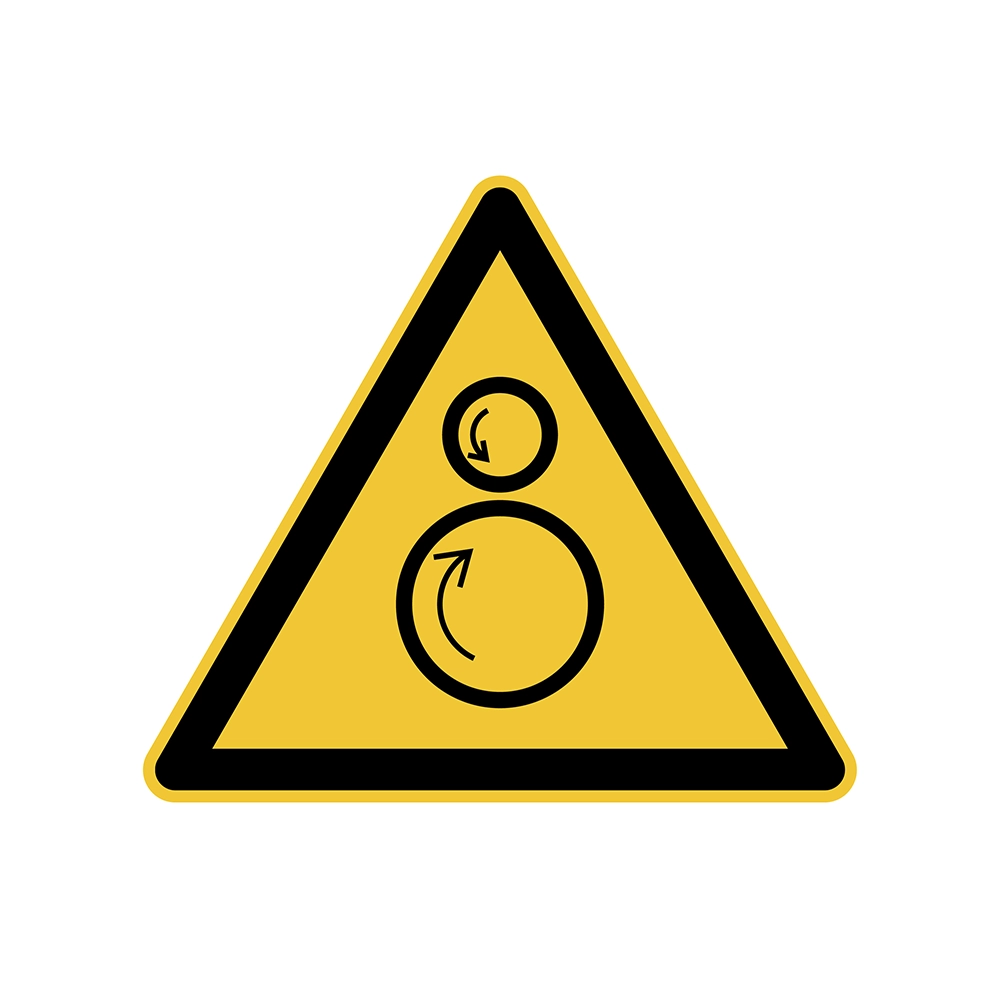 Birbirinin tersi yönde dönen silindirler Uyarı etiketi 100 adet