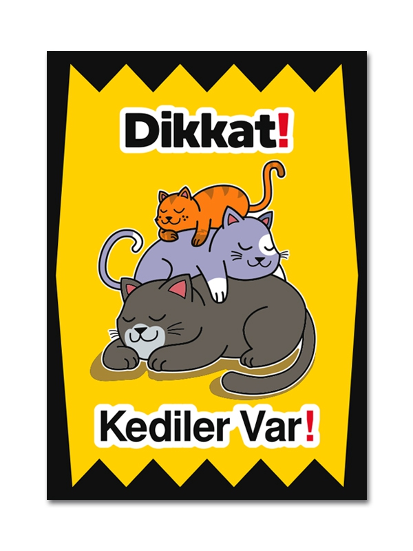 dikkat kedi var uyarı levhası İş güvenliği uyarı levhaları