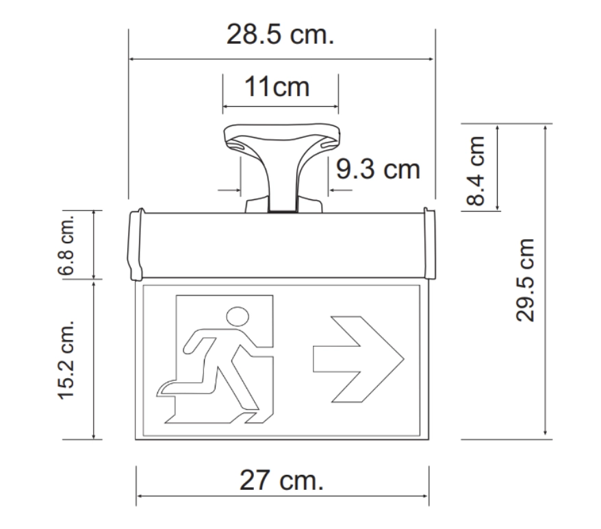 Işıklı Acil Çıkış aşağı yön askılı çift yönlü