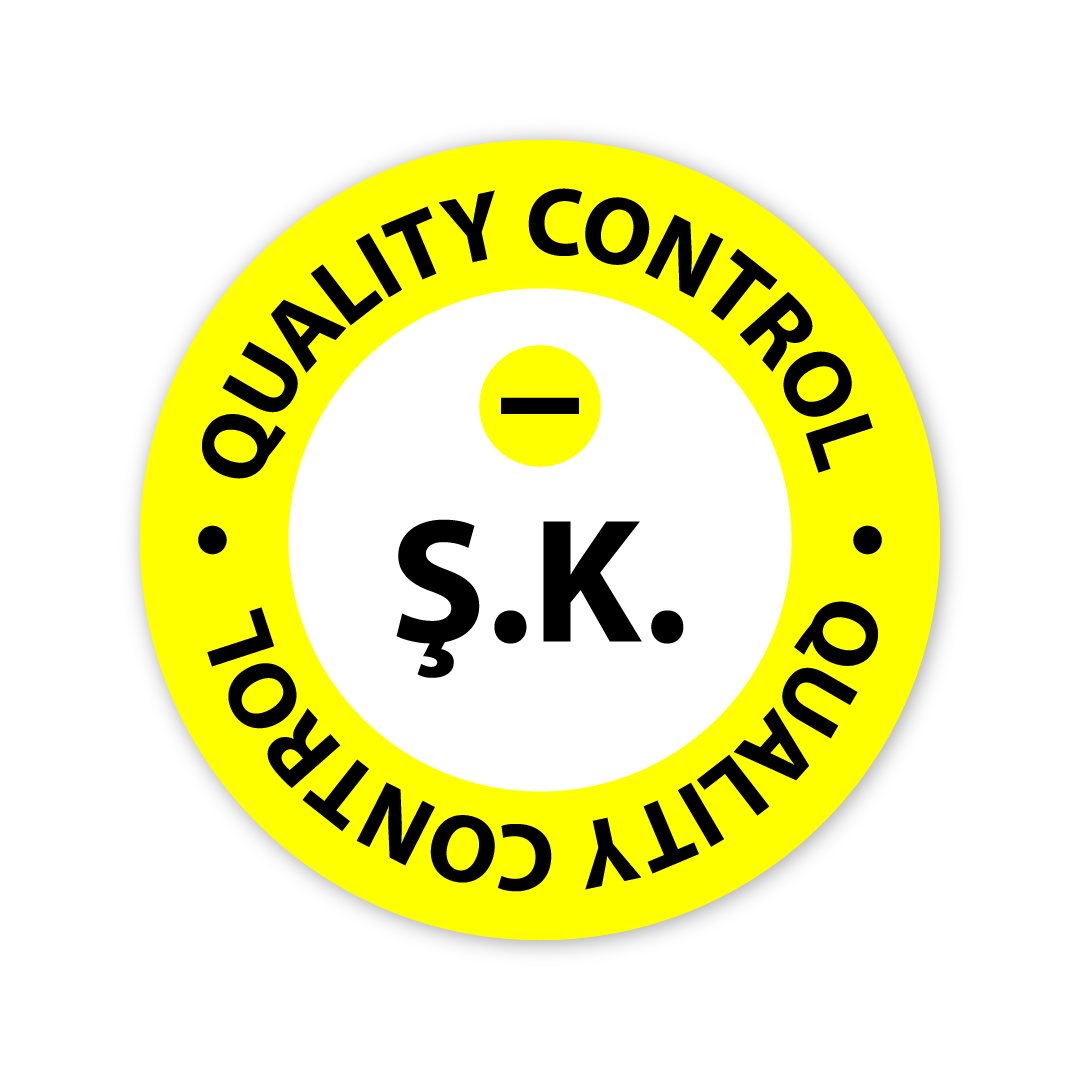 Kontrol sticker etiketi - quality control şartlı 1 plakada 100 etiket vardır.
