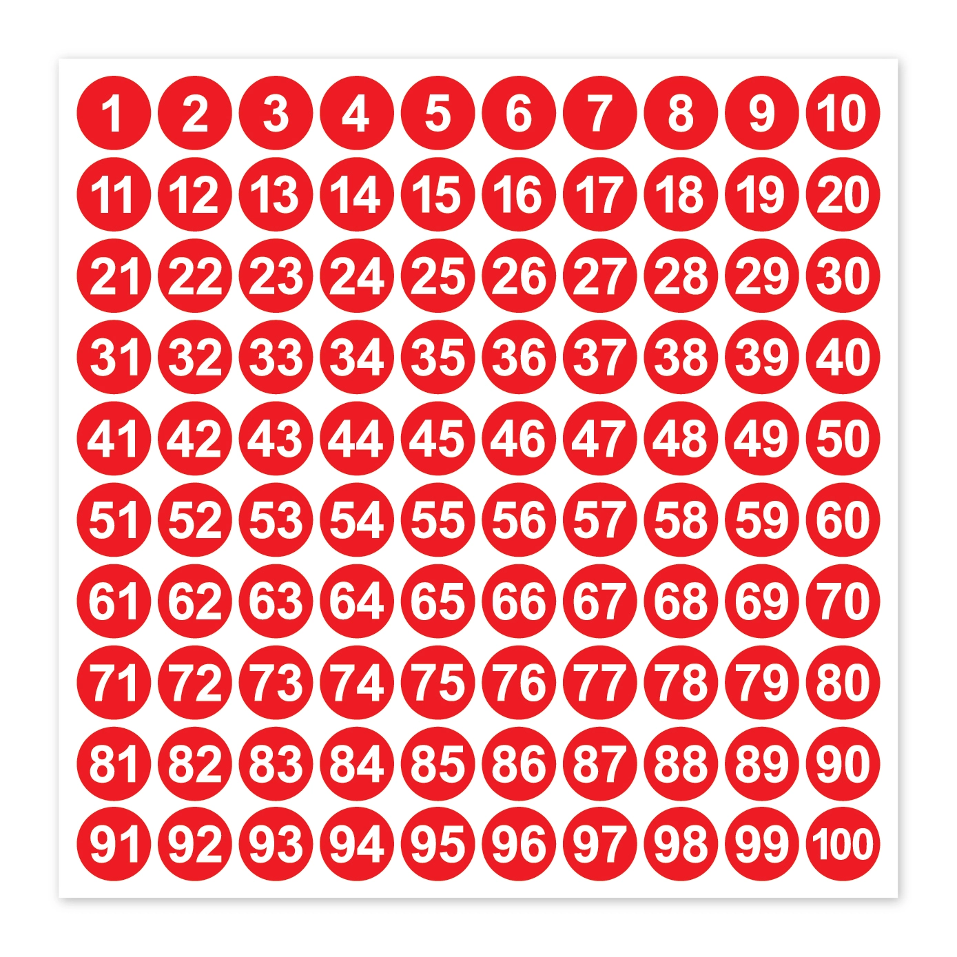 Kırmızı - red numaratör etiket 1 den 500 e