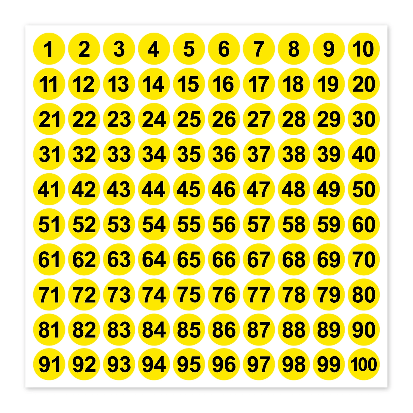 Sarı - Yellow  numaratör etiket 1 den 500 e