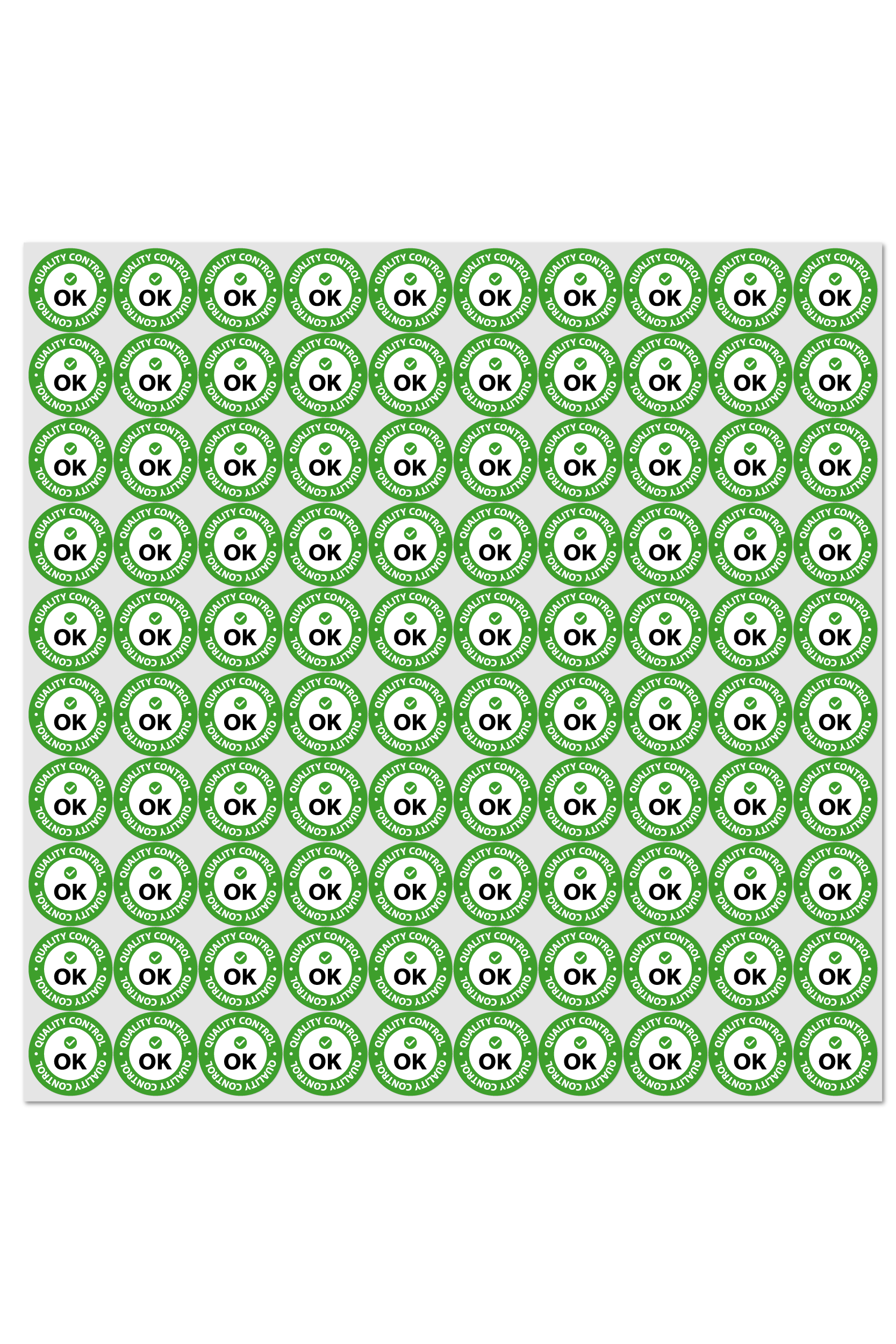 Kontrol sticker etiketi - quality control 1 plakada 100 etiket vardır.