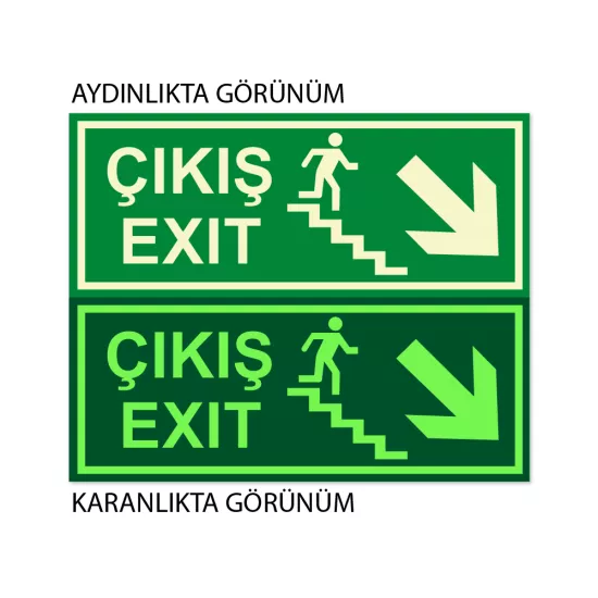 LÜMEN FOLYOLU ACİL ÇIKIŞ SAĞ AŞAĞI MERDİVEN OK