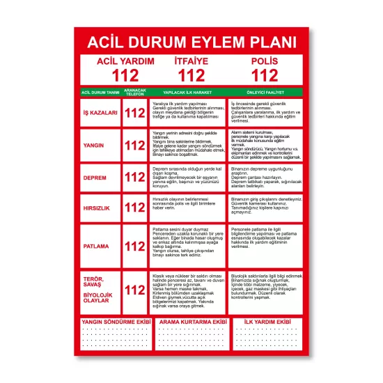 ACİL DURUM EYLEM PLANI