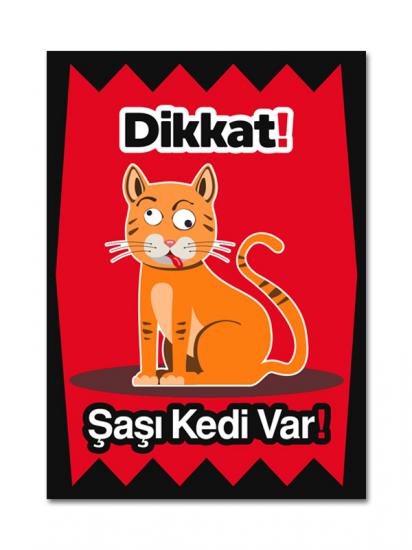 dikkat kedi var uyarı levhası