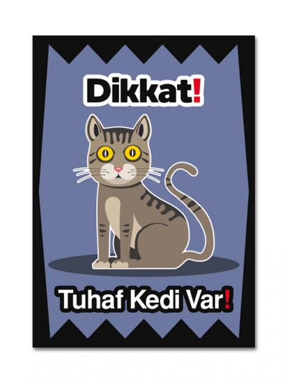 dikkat kedi var uyarı levhası