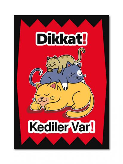 dikkat kedi var uyarı levhası