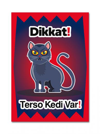 dikkat kedi var uyarı levhası