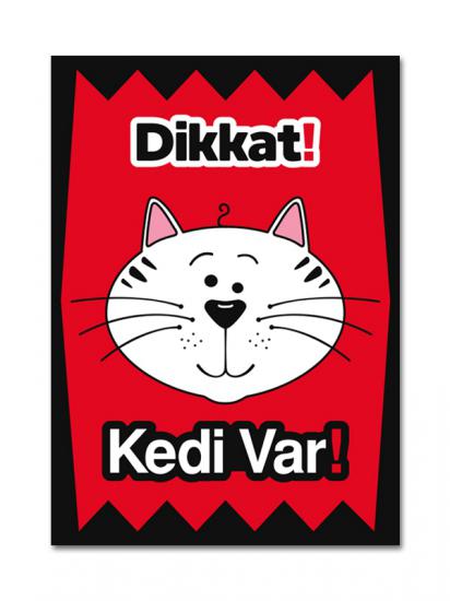 dikkat kedi var uyarı levhası