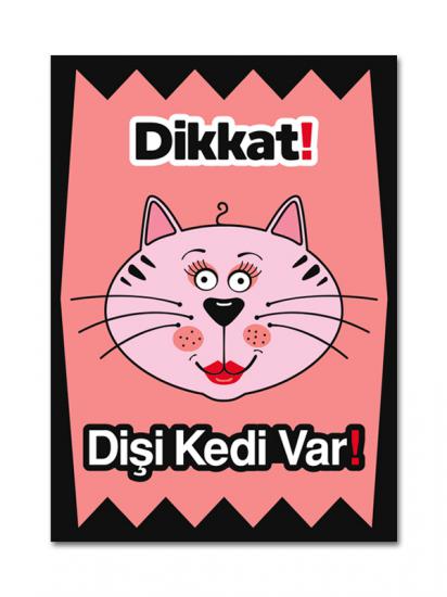 dikkat kedi var uyarı levhası