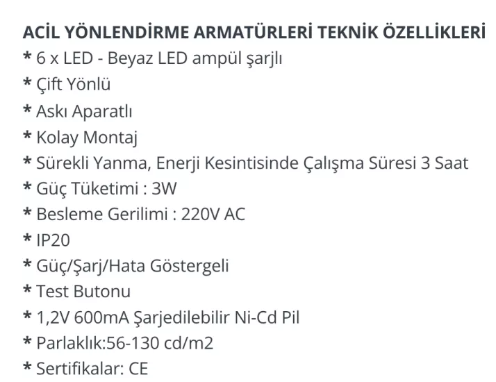 Işıklı Acil Çıkış yukarı yön askılı çift yönlü