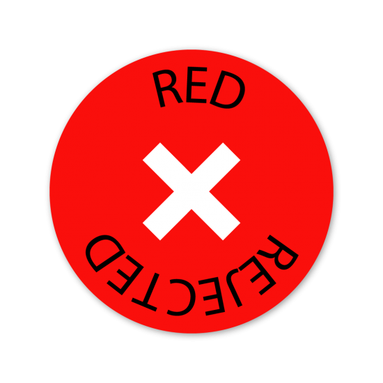 Red etiketi - rejected stickeri