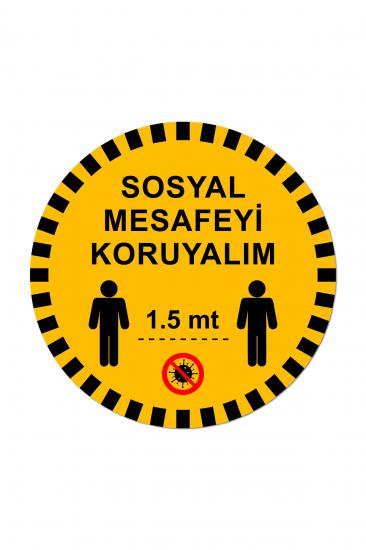 sosyal mesafe sticker etiketi