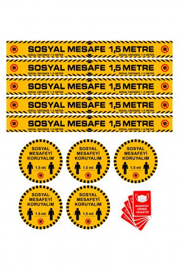 SOSYAL MESAFE STICKERI 5 er adetli set