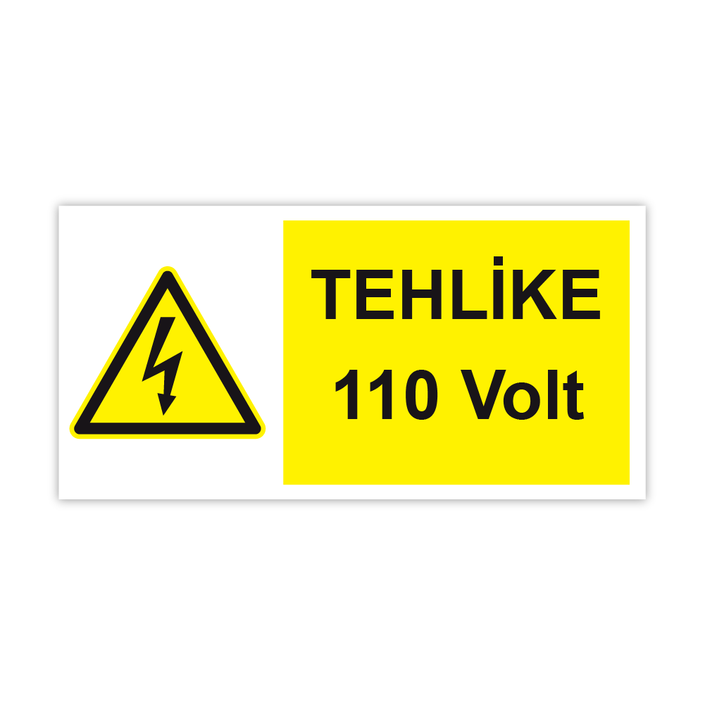 Tehlike 110 volt etiketi. 100 adet