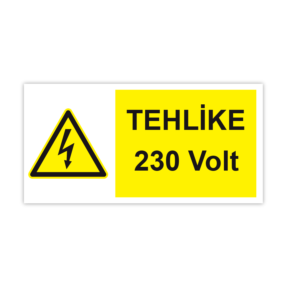 Tehlike 230 volt etiketi. 100 adet