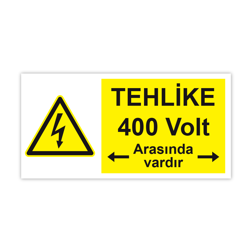 Tehlike 400 volt etiketi. 100 adet