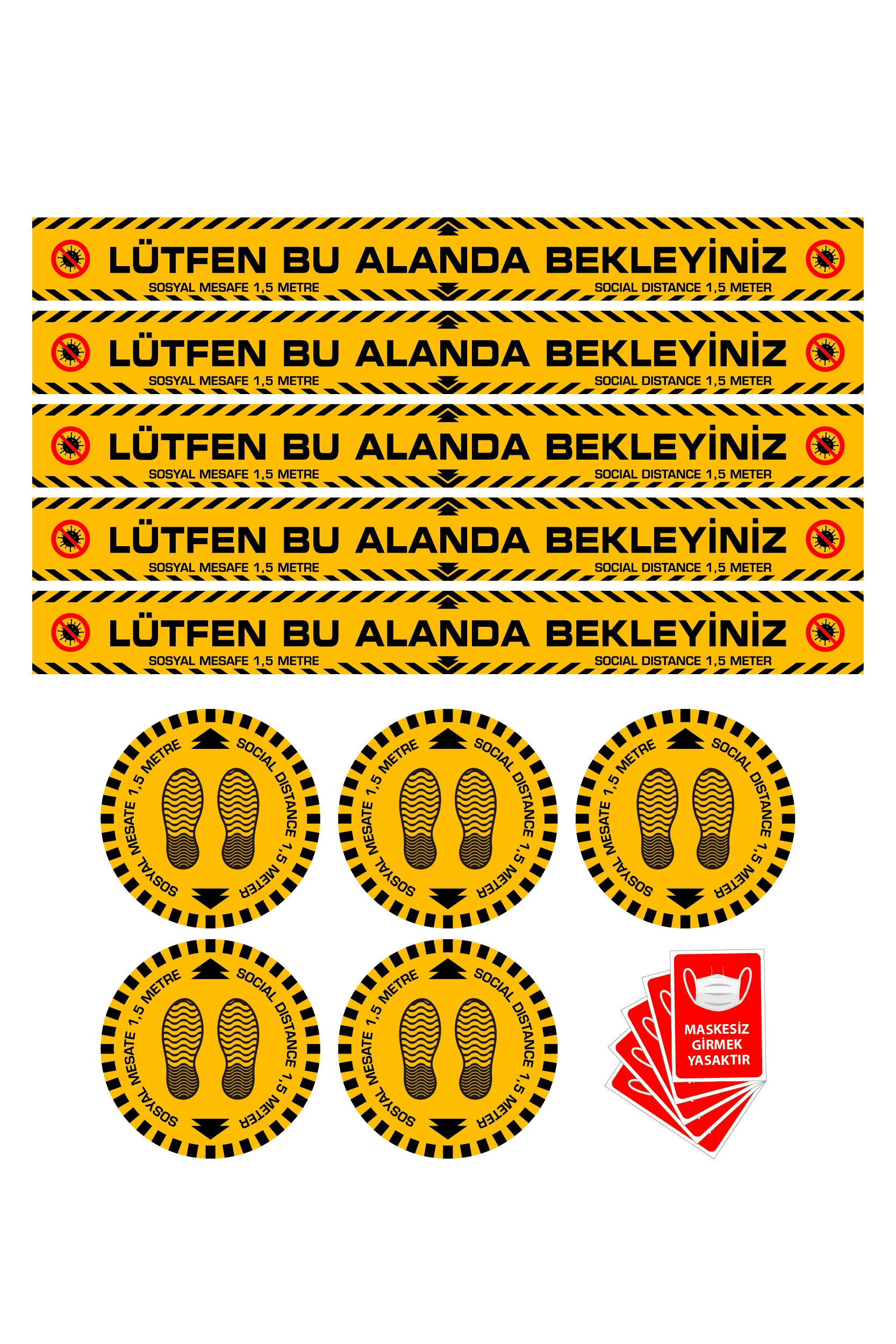SOSYAL MESAFE STICKERI 5 er adetli set