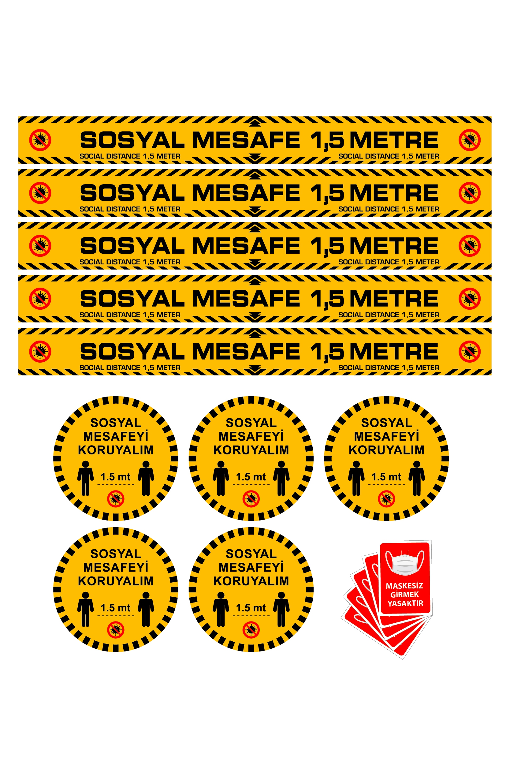 SOSYAL MESAFE STICKERI 5 er adetli set