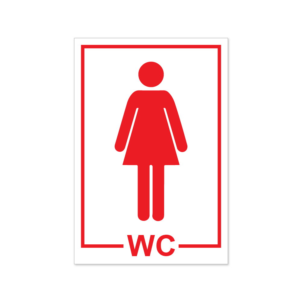 Kırmızı bayan wc tabelası